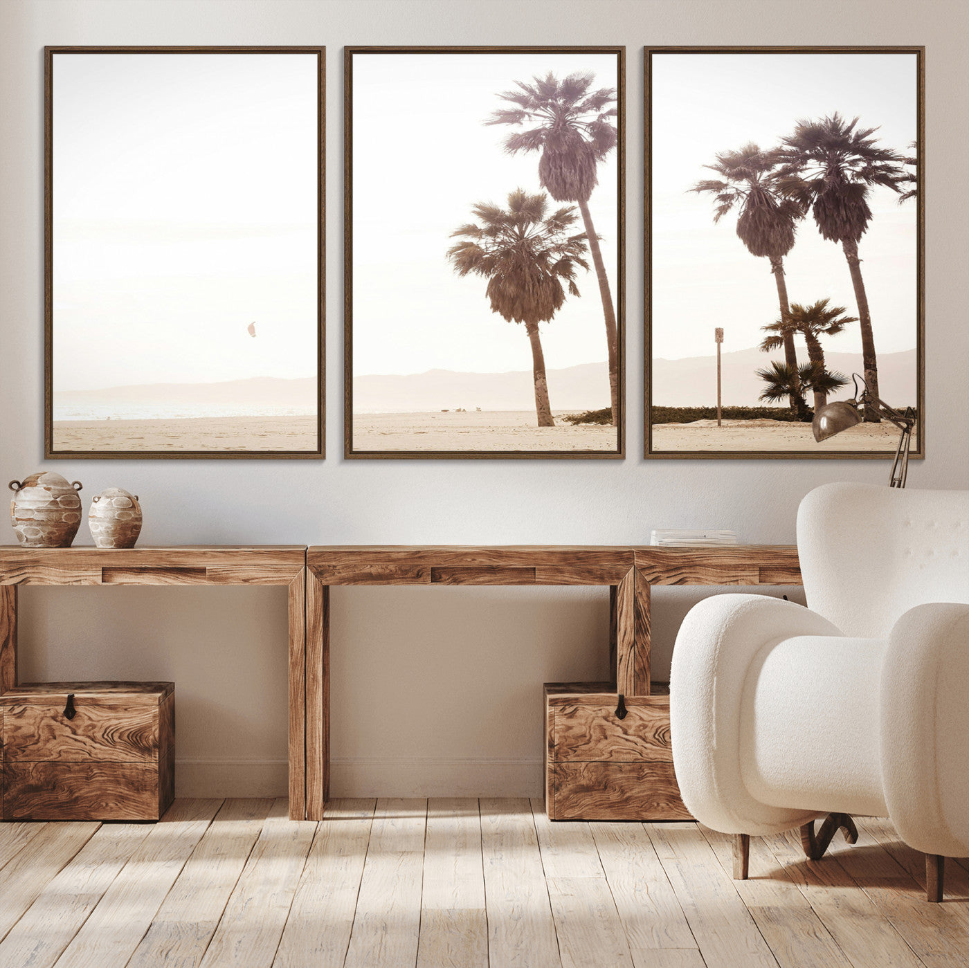 -Coastal Light Wall Art Canvas Print – Relaxing Shoreline Minimalist Ocean Tropical Serenity Artwork for Home, Office