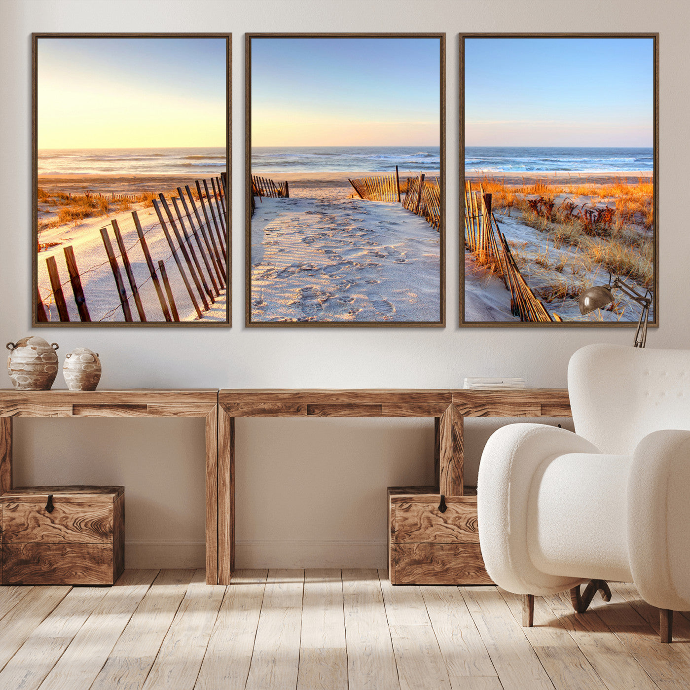 73351887-MGV-CV-36X24-Ocean Sunset Wall Art Canvas Print – Nautical Beach Photography Summer Coastal Serenity Artwork for Home, Office