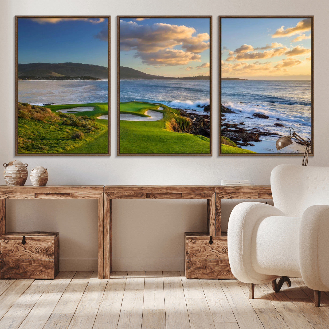 50107048-MGV-CV-36X24-Pebble Beach Golf Links Wall Art Canvas Print – Iconic Coastal Golf Course Artwork for Home, Office, Living Room