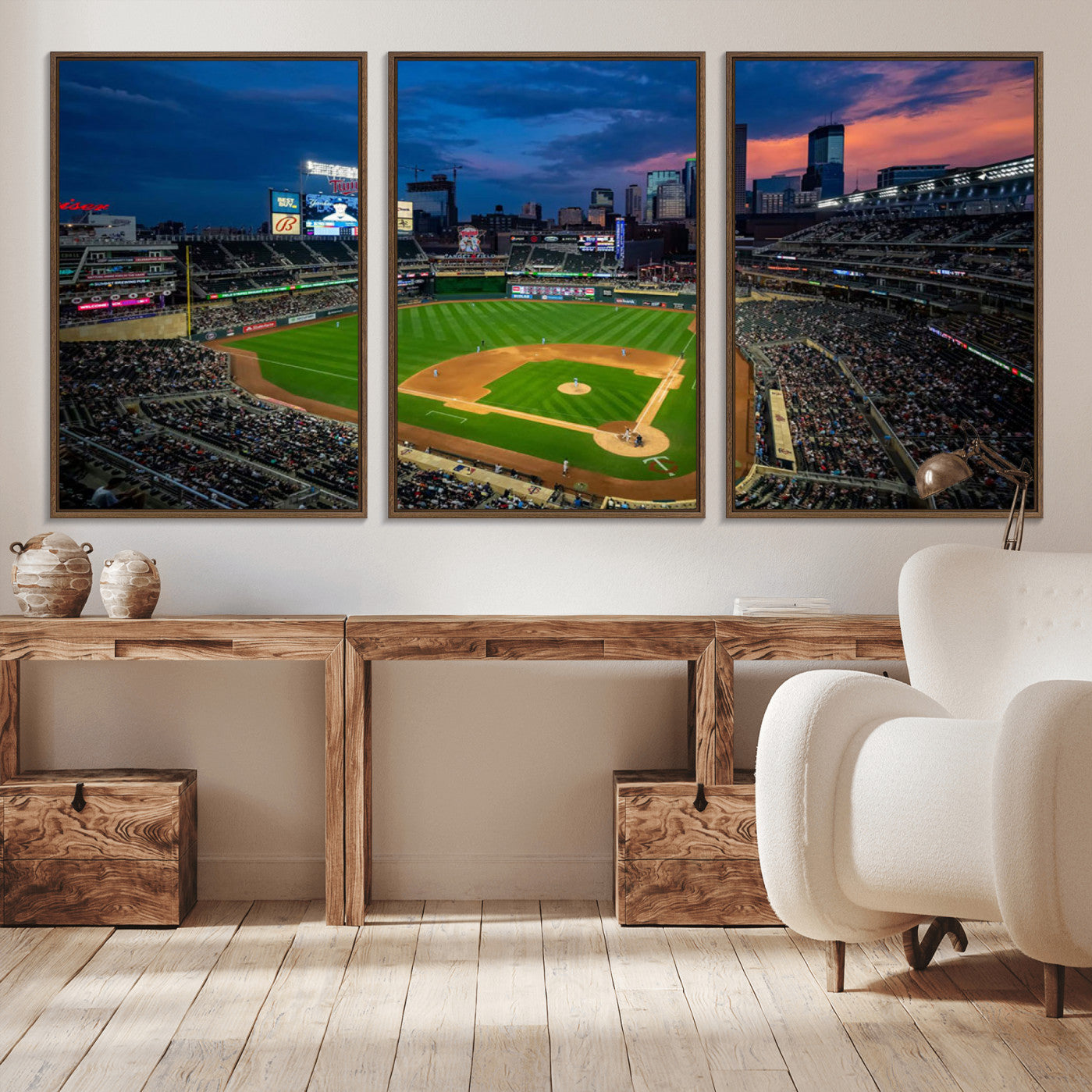 -Target Field Wall Art Canvas Print – Baseball Stadium Scene, Minneapolis Major League Baseball Artwork for Home, Office
