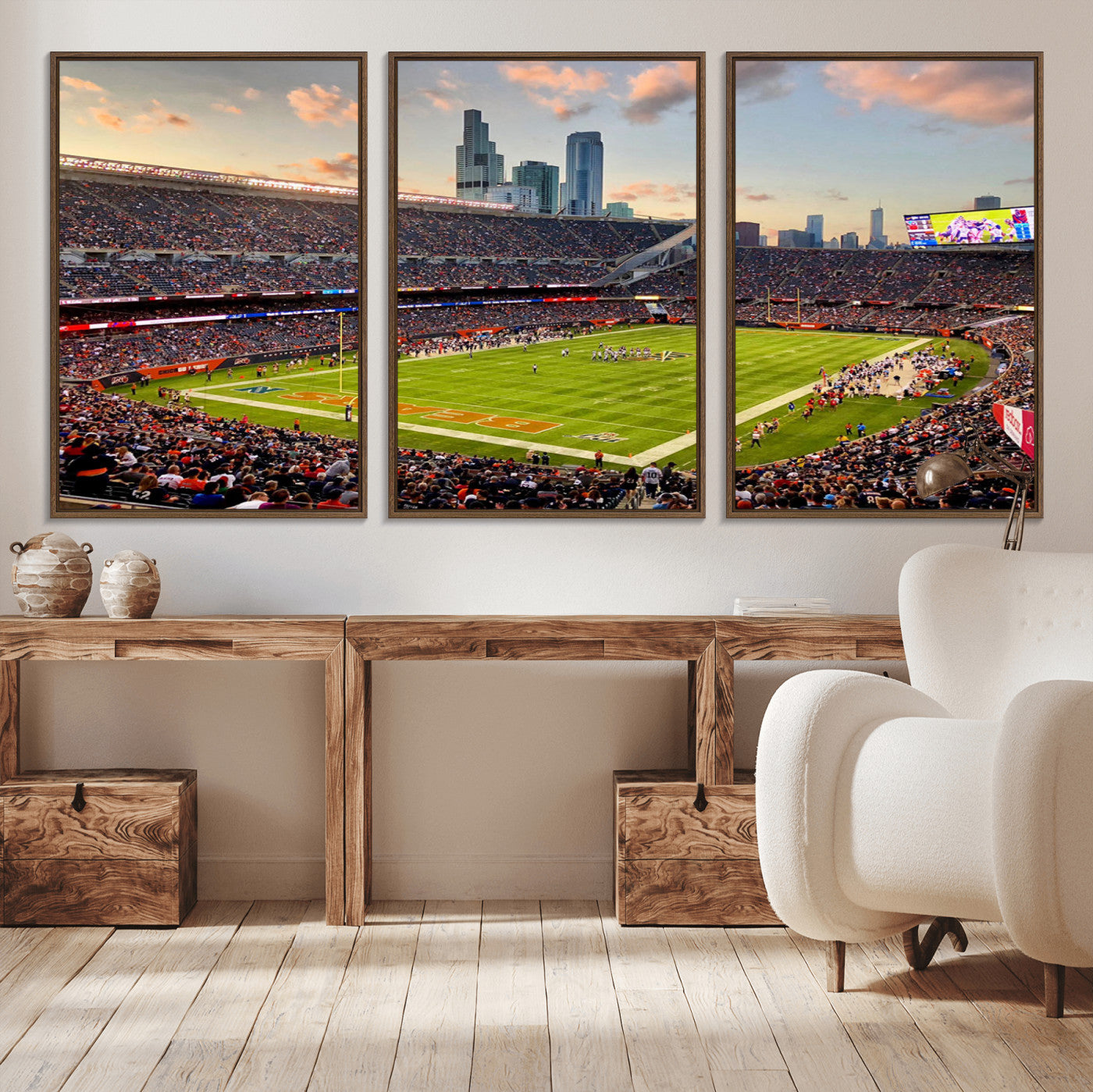 55377093-MGV-CV-36X24-Chicago Bears Soldiers Field Wall Art Canvas Print – Framed Football Stadium Artwork for Home, Office, Living Room