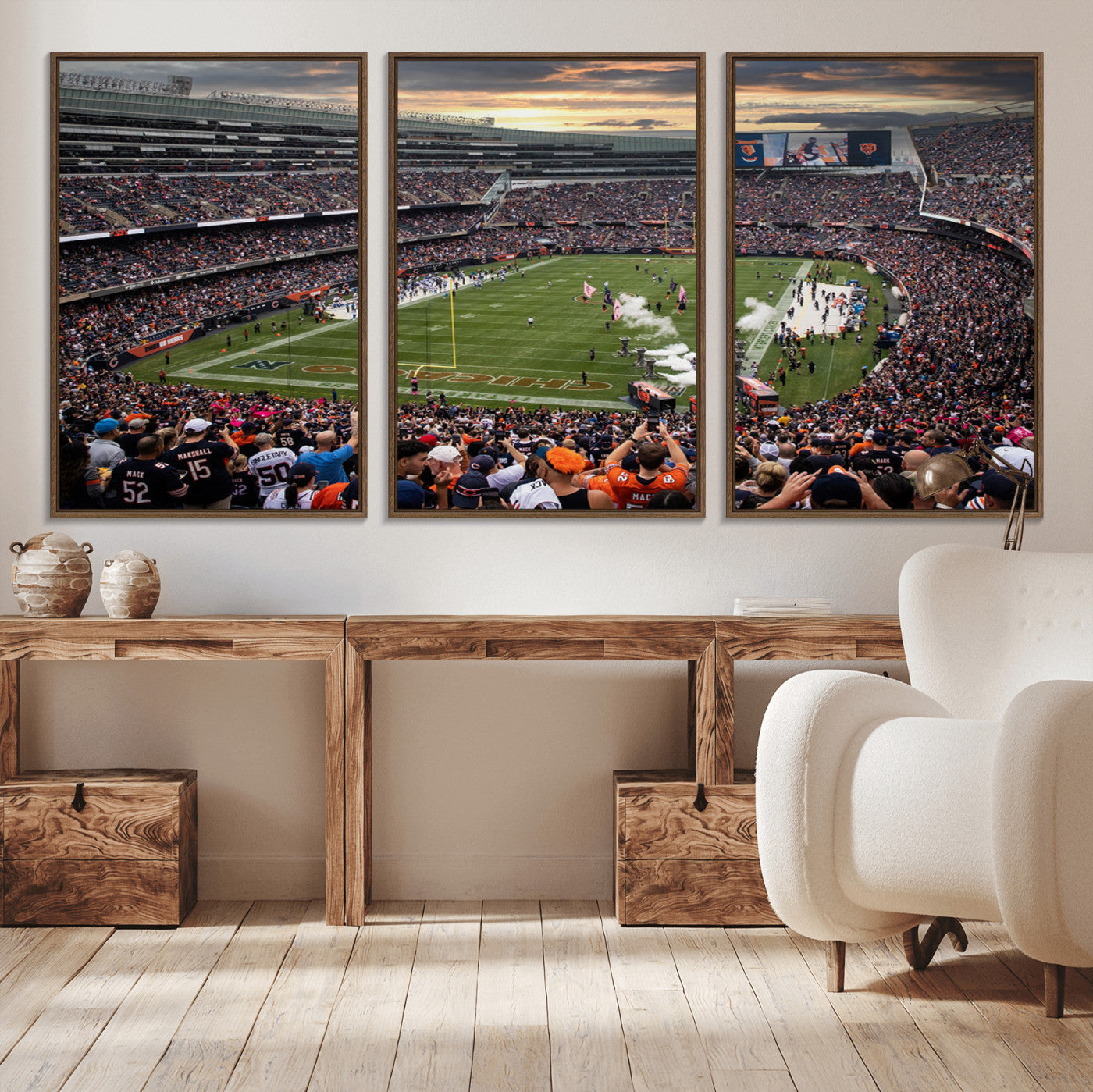 87578930-MGV-CV-36X24-Chicago Bears Soldiers Field Wall Art Canvas Print – Framed Football Stadium Artwork for Home, Office, Living Room