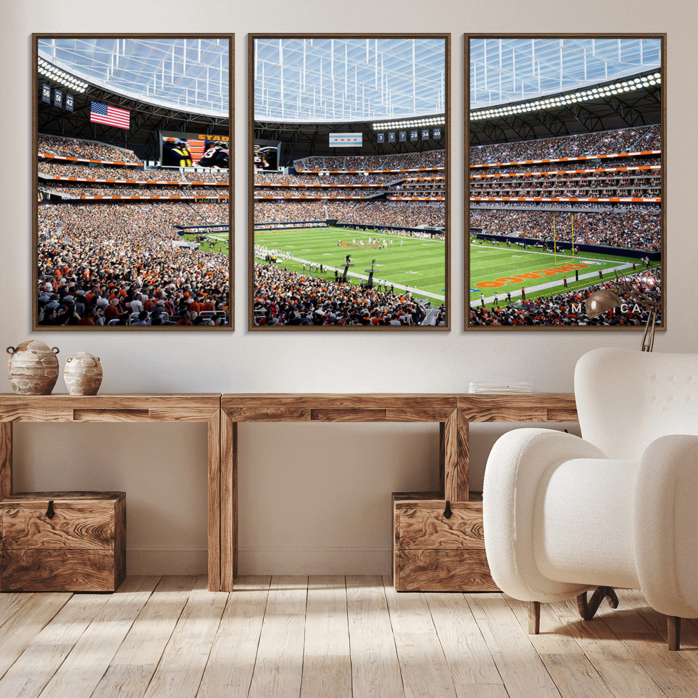 -Chicago Bears Soldiers Field Wall Art Canvas Print – Framed Football Stadium Artwork for Home, Office, Living Room