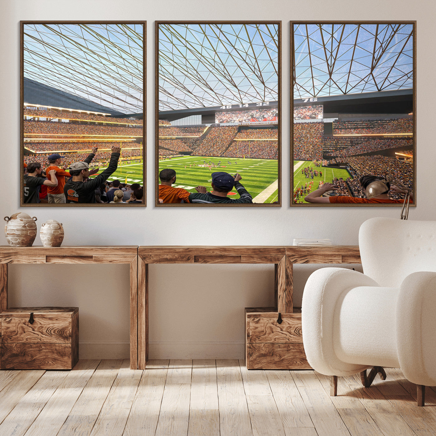 -Cleveland Browns Stadium Wall Art Canvas Print – Framed NFL Football Arena Artwork for Home, Office, Living Room