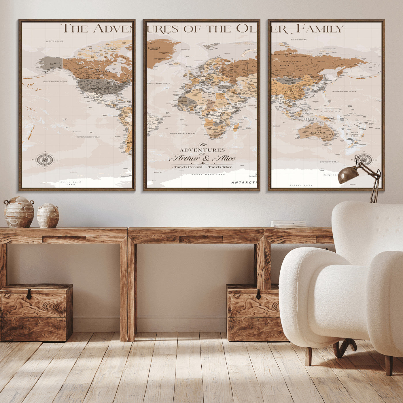 43101120-MGV-CV-36X24-Personalized Push Pin World Map Canvas – Custom Framed Travel Tracker Wall Art, Large Adventure Map with Pins for Home, Office