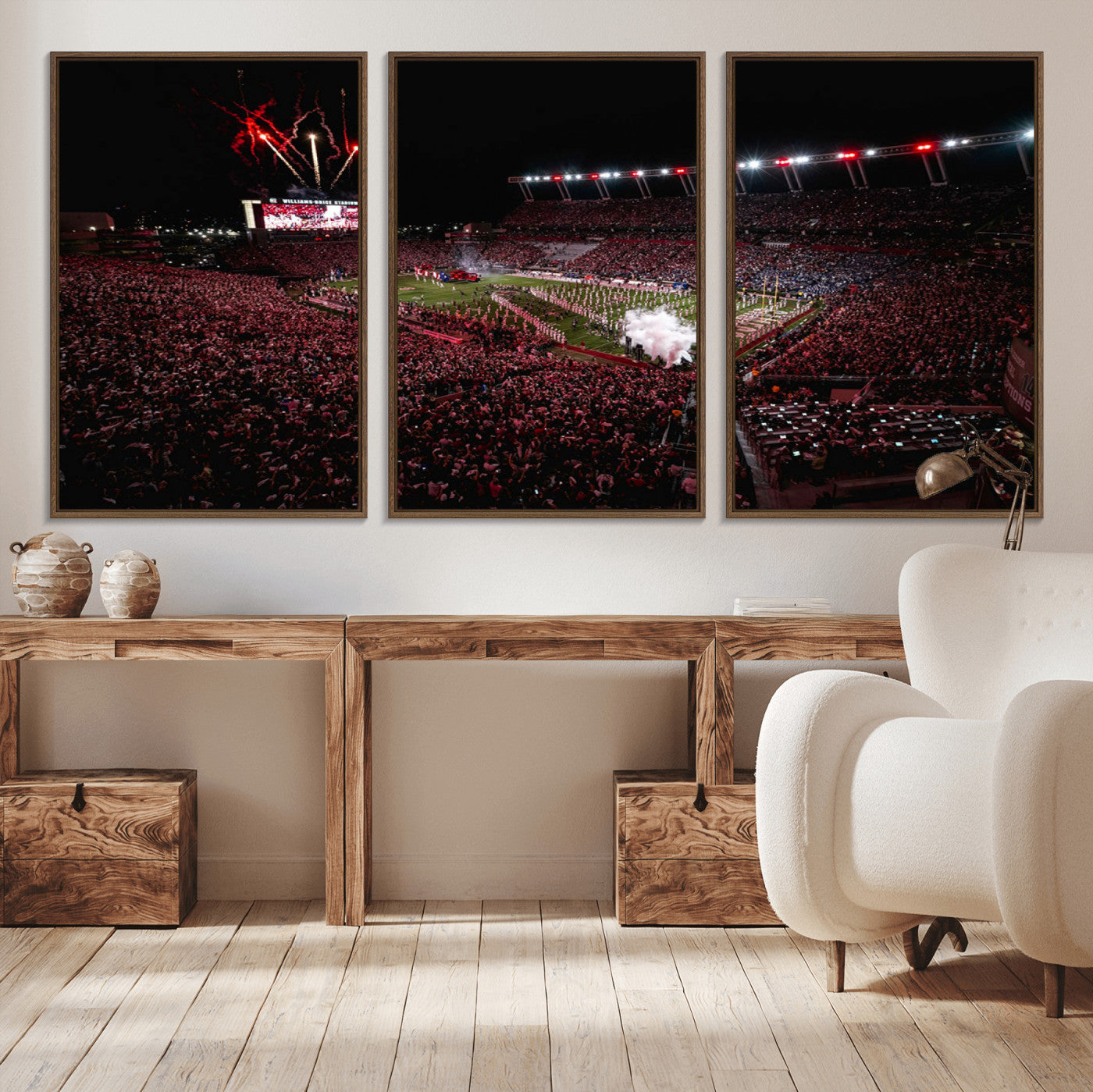 60690191-MGV-FC-60X30-3P - William Brice Stadium Wall Art Print – Baseball Game Room Artwork Print for Basement Dorm, Home, Office