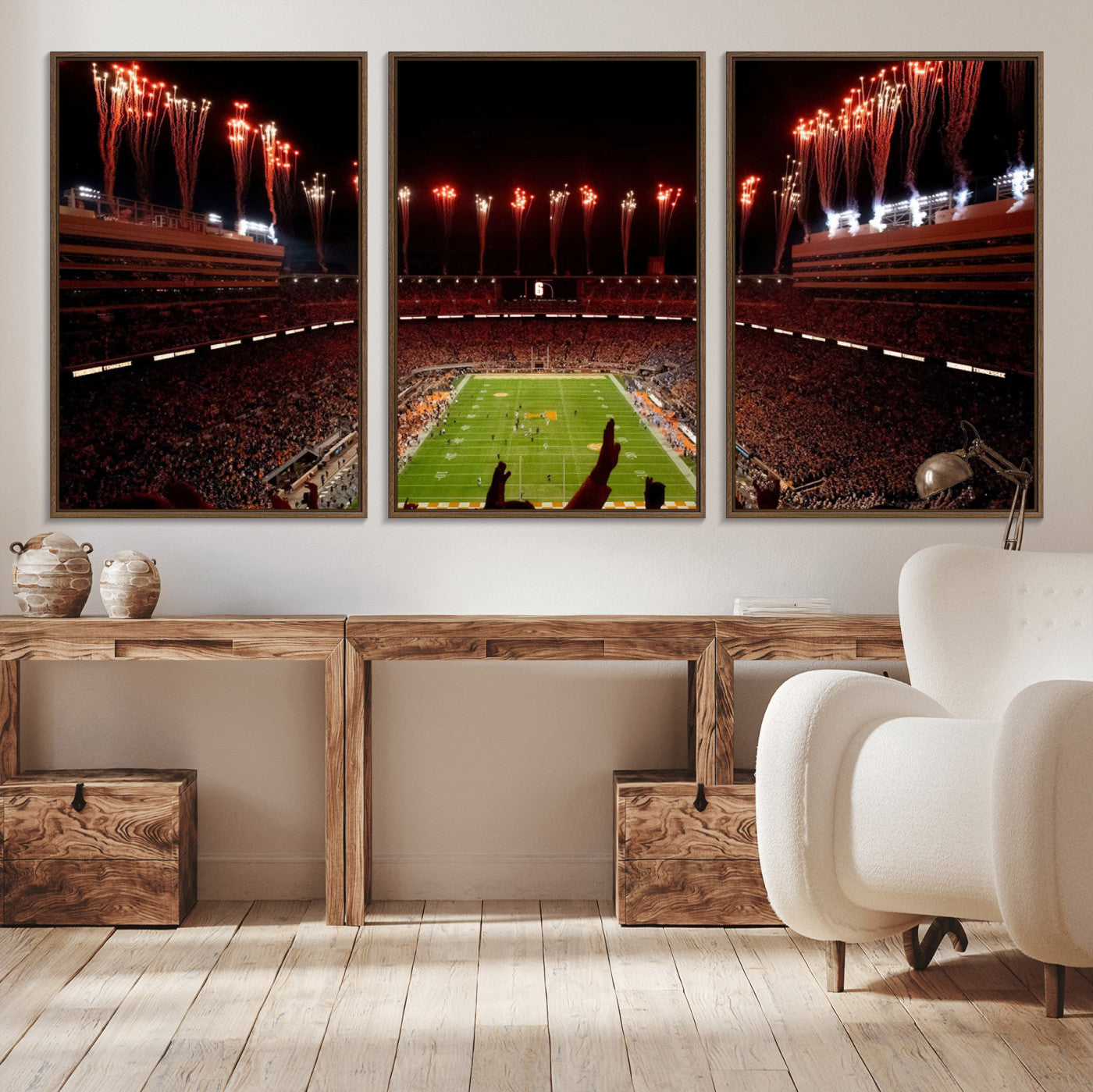73358115-MGV-FC-60X30-3P - Tennessee Neyland Stadium Wall Art, Sports Arena Canvas Print, Panoramic Stadium Canvas Artwork for Home, Office