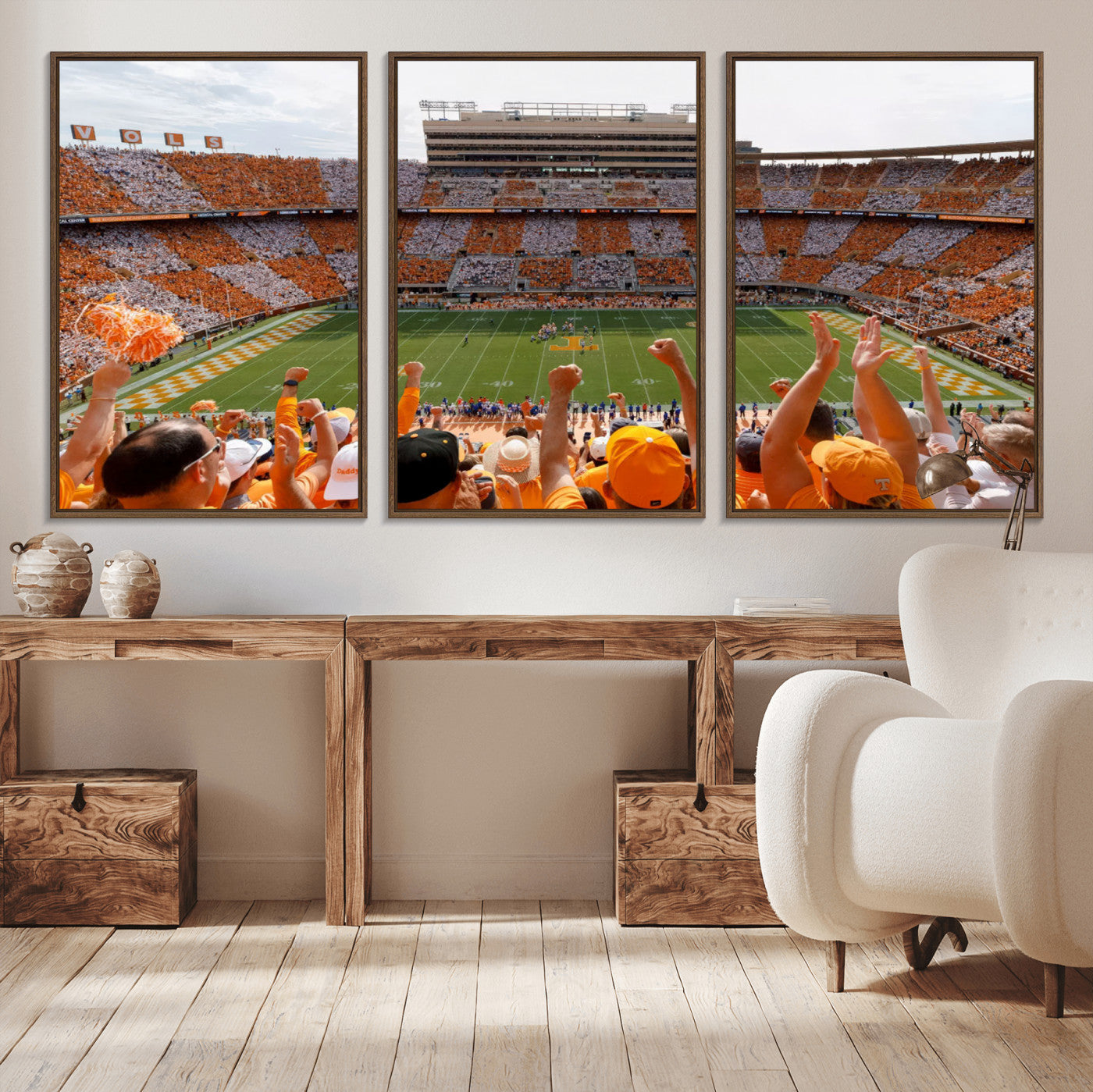 76011417-MGV-FC-60X30-3P - Tennessee Neyland Stadium Wall Art, Sports Arena Canvas Print, Panoramic Stadium Artwork for Home, Office