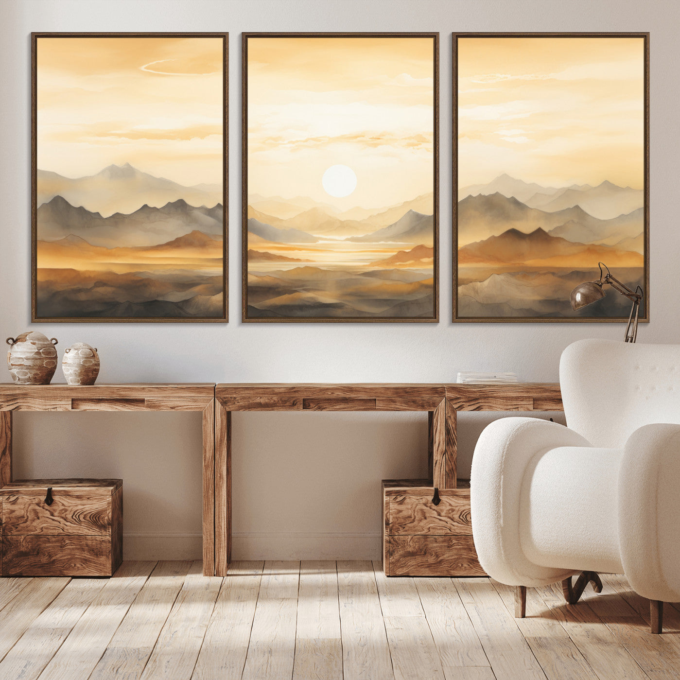 Nihat1-29-MGV-CV-36X24-Sepia Color Abstract Mountain Wall Art Canvas Print