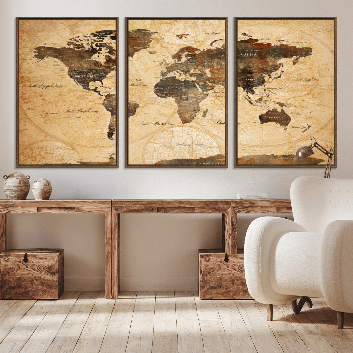 14542905-MGV-FC-60X30-3P - Push Pin World Map Canvas Print – Travel Tracker Wall Art for Couples, Perfect Anniversary Gift for Home or Office Decor