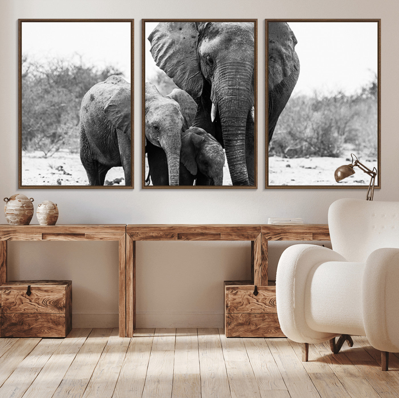 75636-MGV-CV-36X24-Elephant Family Africa Wall Art Canvas Print