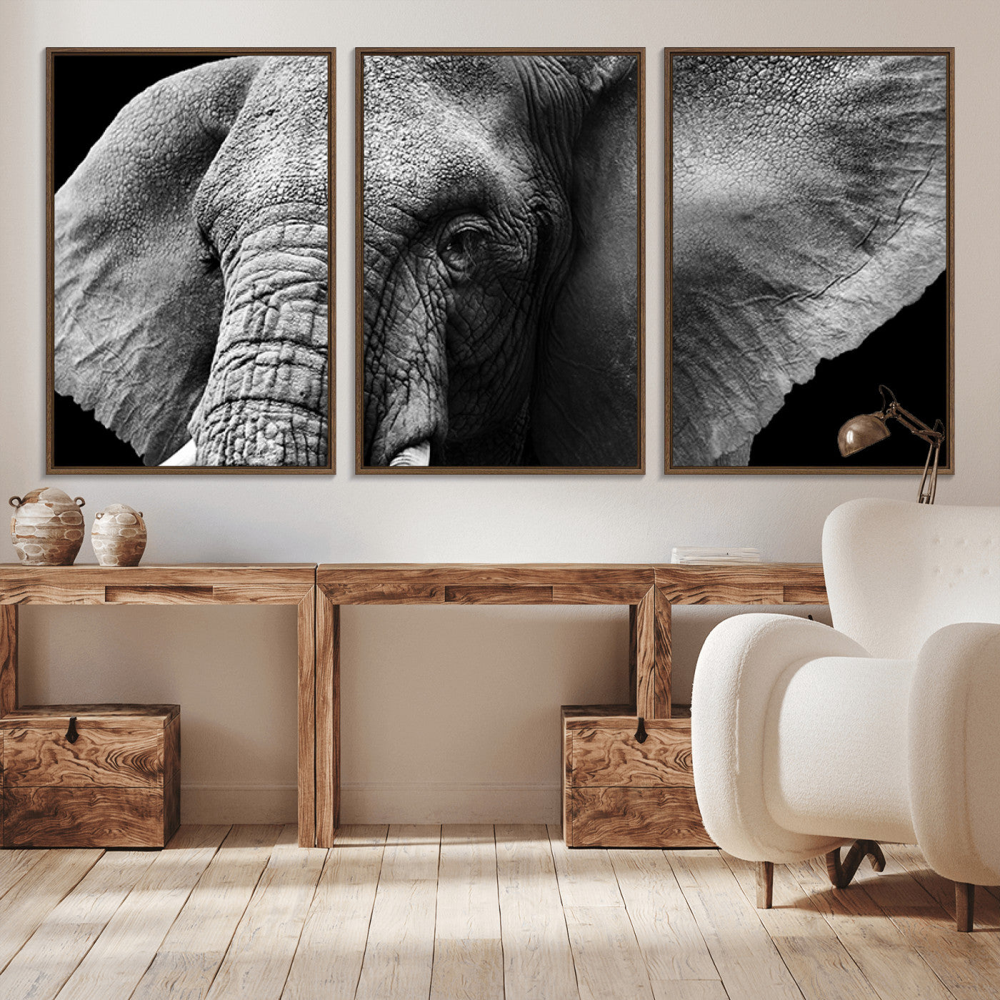 27820-MGV-CV-36X24-Big Elephant Close Up Wall Art Canvas Print