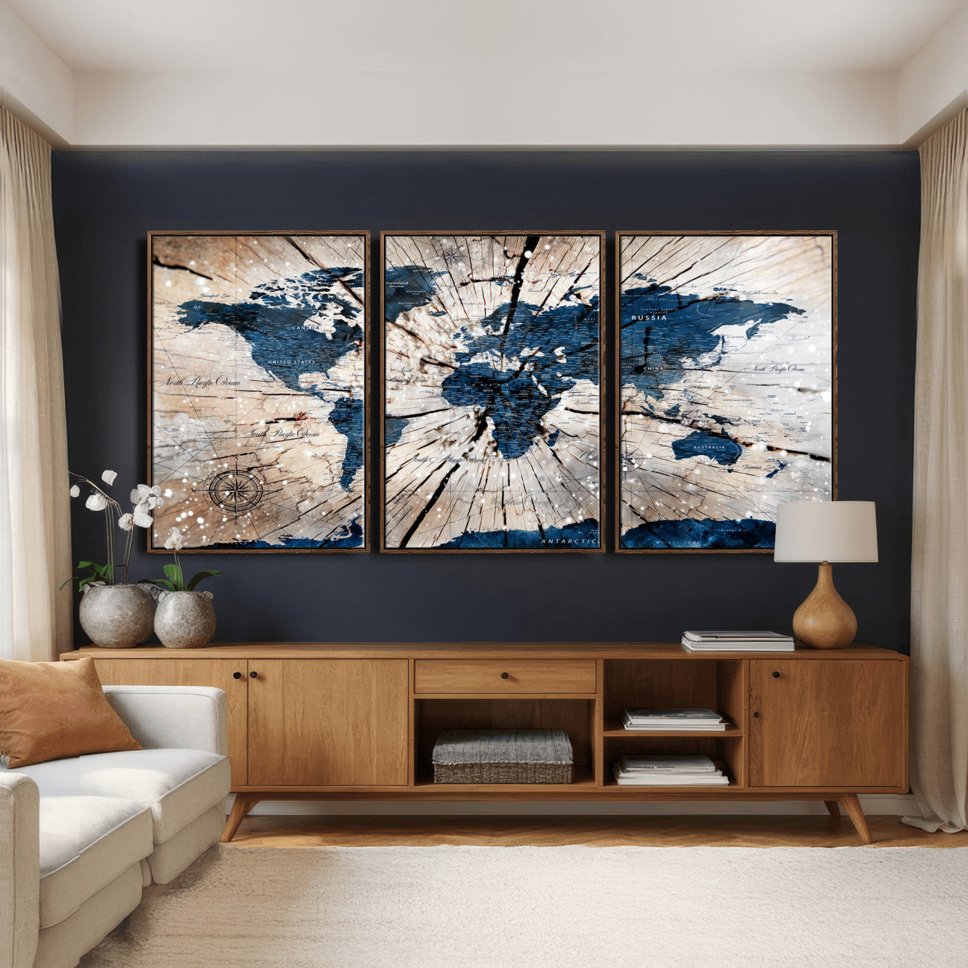 19478704-MGV-CV-36X24 - World Map Wall Art Canvas Print, Modern Decorative Framed Map Artwork Prints for Living Room, Office, Bedroom Wall Decor