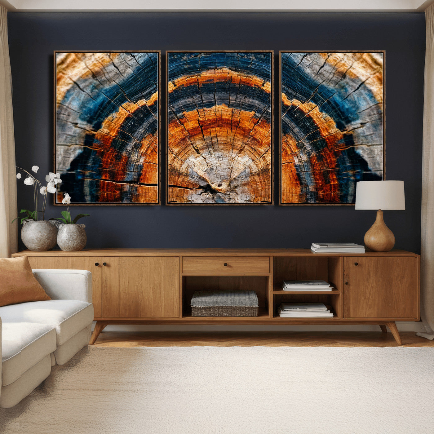 92693966N-MGV-CV-36X24 - Abstract Wood Grain Canvas Print, Tree Ring Pattern Wall Art, Framed Canvas Ready to Hang