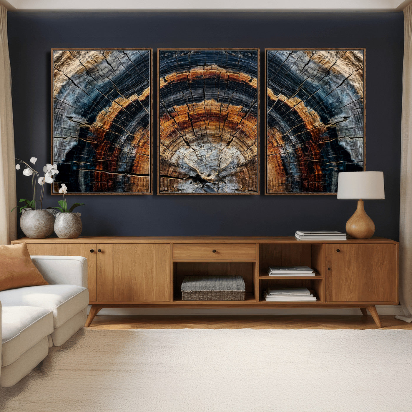 92693966A-MGV-CV-36X24 - Abstract Wood Grain Canvas Print, Tree Ring Pattern Wall Art, Framed Canvas Ready to Hang