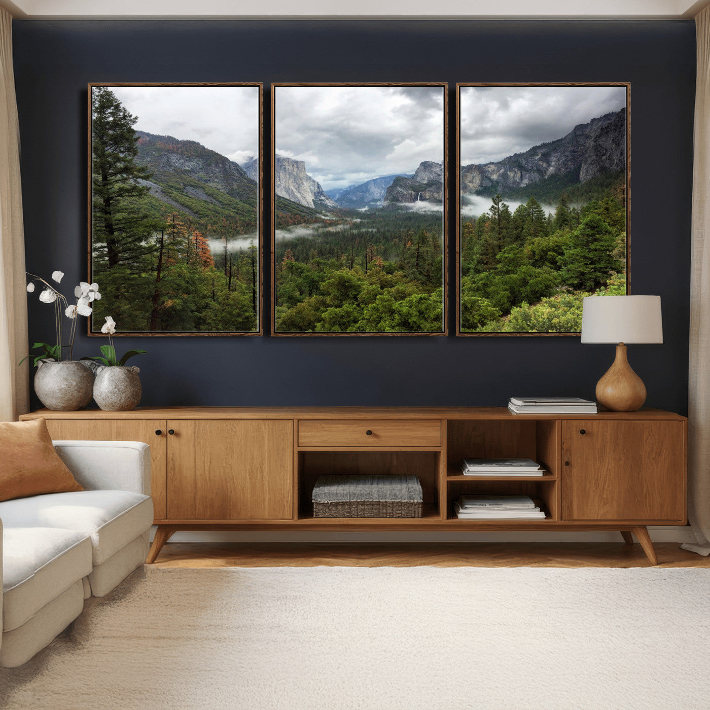 46168759-MGV-CV-36X24 - Yosemite Valley Wall Art Canvas Print, El Capitan Mountain Landscape Nature Wall Decor