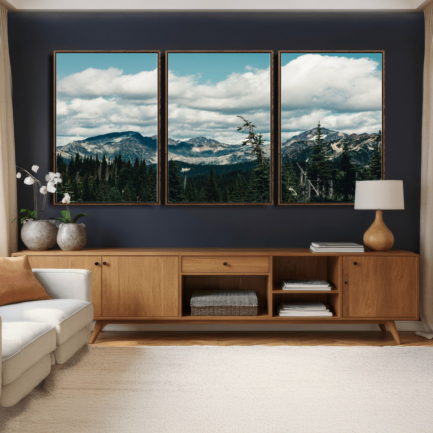 30416773-MGV-CV-36X24 - Mountain Forest Wall Art Canvas Print, Alpine Pine Tree Landscape Photography, Scenic Wilderness Mountain View, Nature Wall Decor