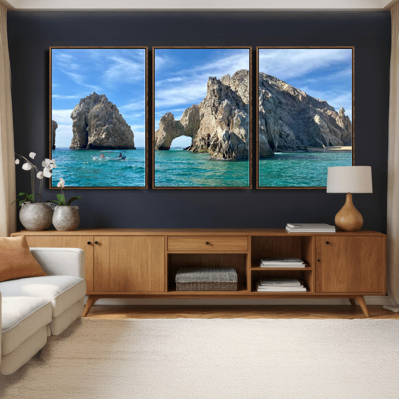 20946478-MGV-CV-36X24 - El Arco Cabo San Lucas Ocean Arch Wall Art Canvas Print, Baja California Rock Arch Seascape Canvas Print, Mexico Coastal Landmark Scenic Art Printing