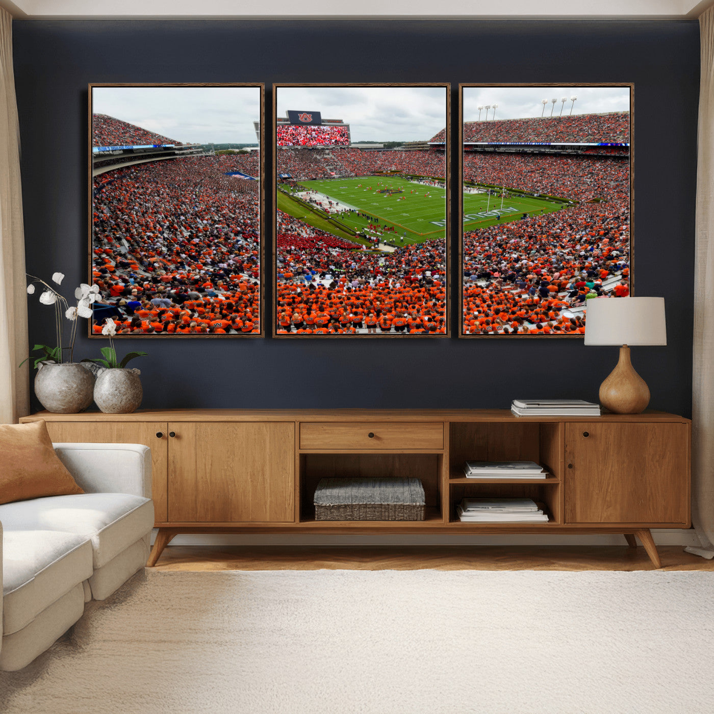 82562490-MGV-CV-36X24 - Auburn Stadium Sunset Wall Art Canvas Print, Jordan Hare Stadium Game Day Crowd, Auburn Tigers Football Artwork