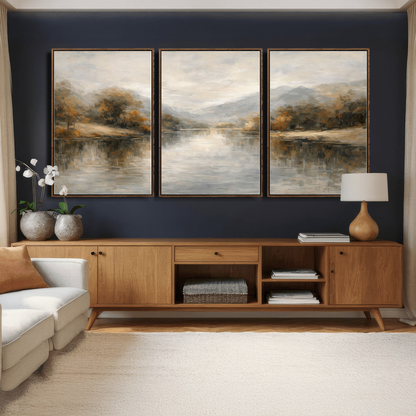 62194542-MGV-CV-36X24 - Abstract Landscape Wall Art Canvas Print, Modern Lake Printing Wall Decor for Contemporary Interiors