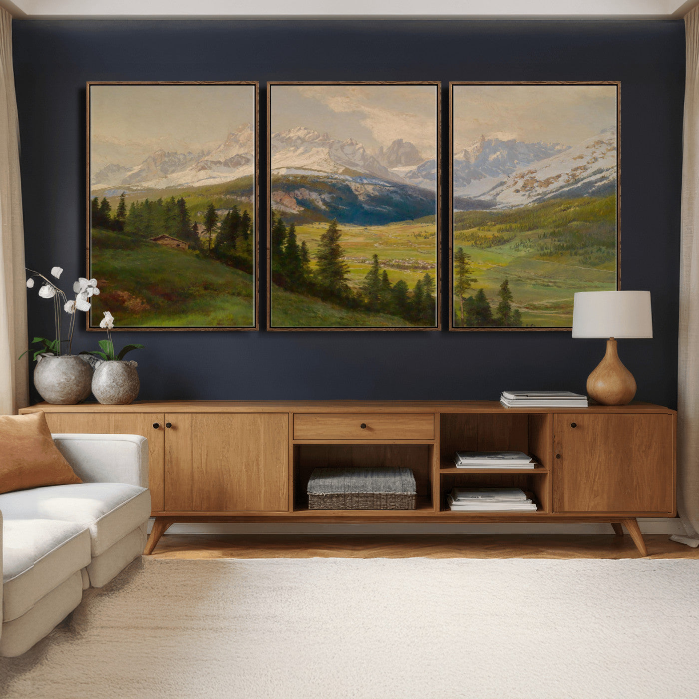 60864994-MGV-CV-36X24 - Konrad Petrides View From Mount Helm Wall Art Canvas Print - Watercolor Sexten and the Sextener Sonnenuhr Art Canvas Print