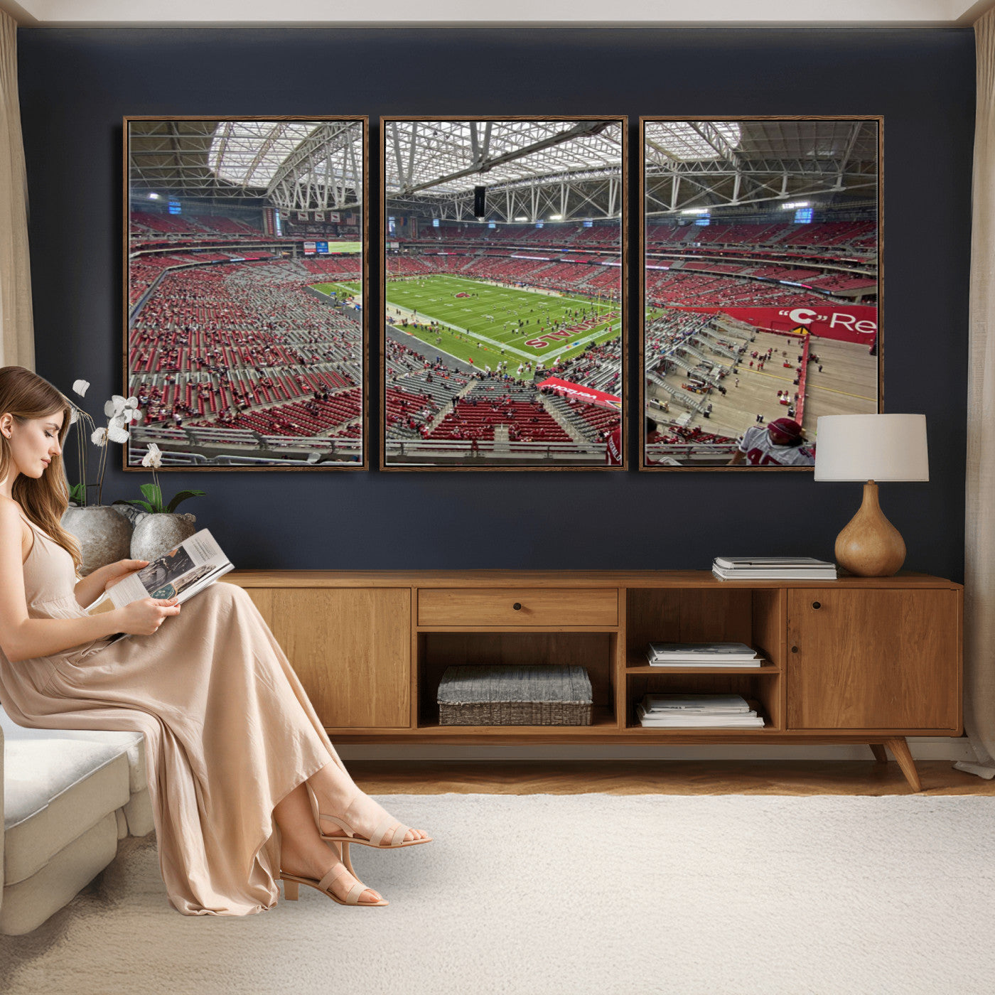 30579717-MGV-CV-36X24 - State Farm Stadium Canvas Wall Art, Arizona Cardinals Football Stadium Print, Glendale NFL Arena Panorama Artwork