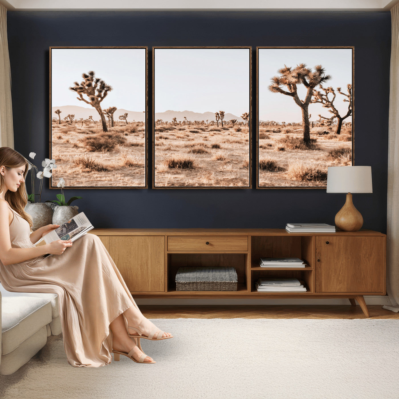 33549408-MGV-CV-36X24 - Joshua Tree Desert Canvas Wall Art Print, Desert Landscape Photography, Boho Southwest Wall Decor, Nature Canvas, Ready to Hang