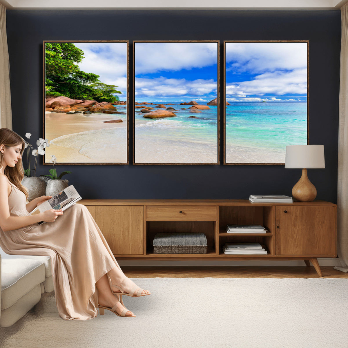 81980382-MGV-CV-36X24 - Seychelles Beach Canvas Wall Art - Anse Intendance Turquoise Ocean Print