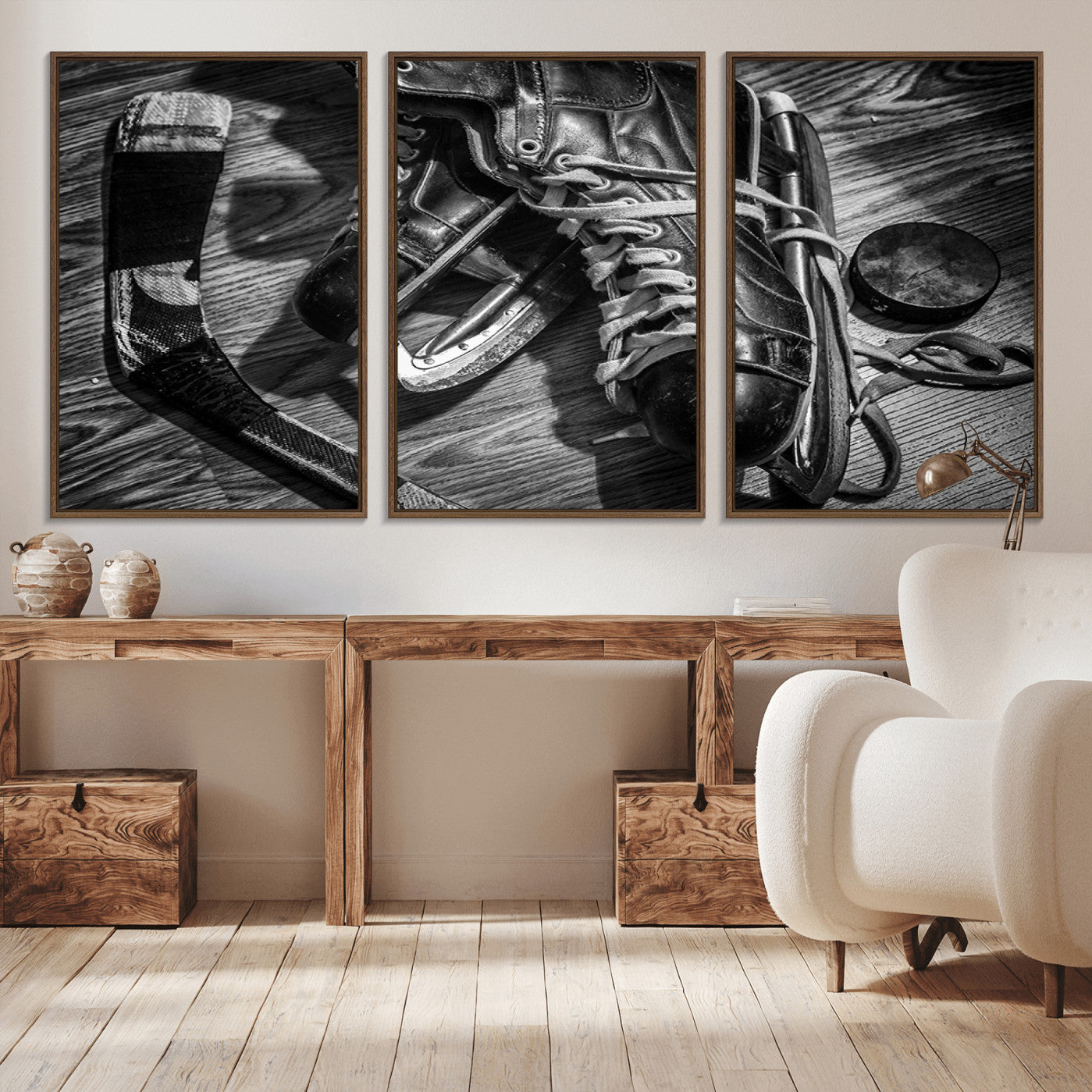 20553-MGV-CV-36X24-Old Pair of Mens Skates Wall Art Canvas, Men Skates Wall Art Print