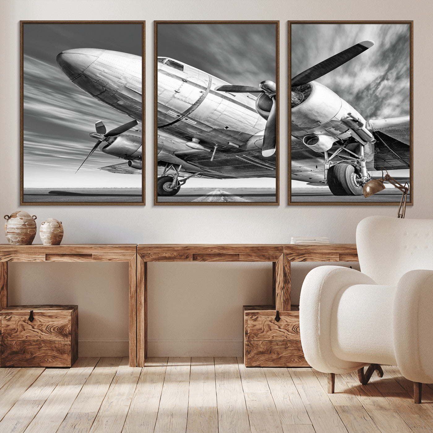 82744-MGV-CV-36X24-Vintage Airplane on Runway Canvas Print
