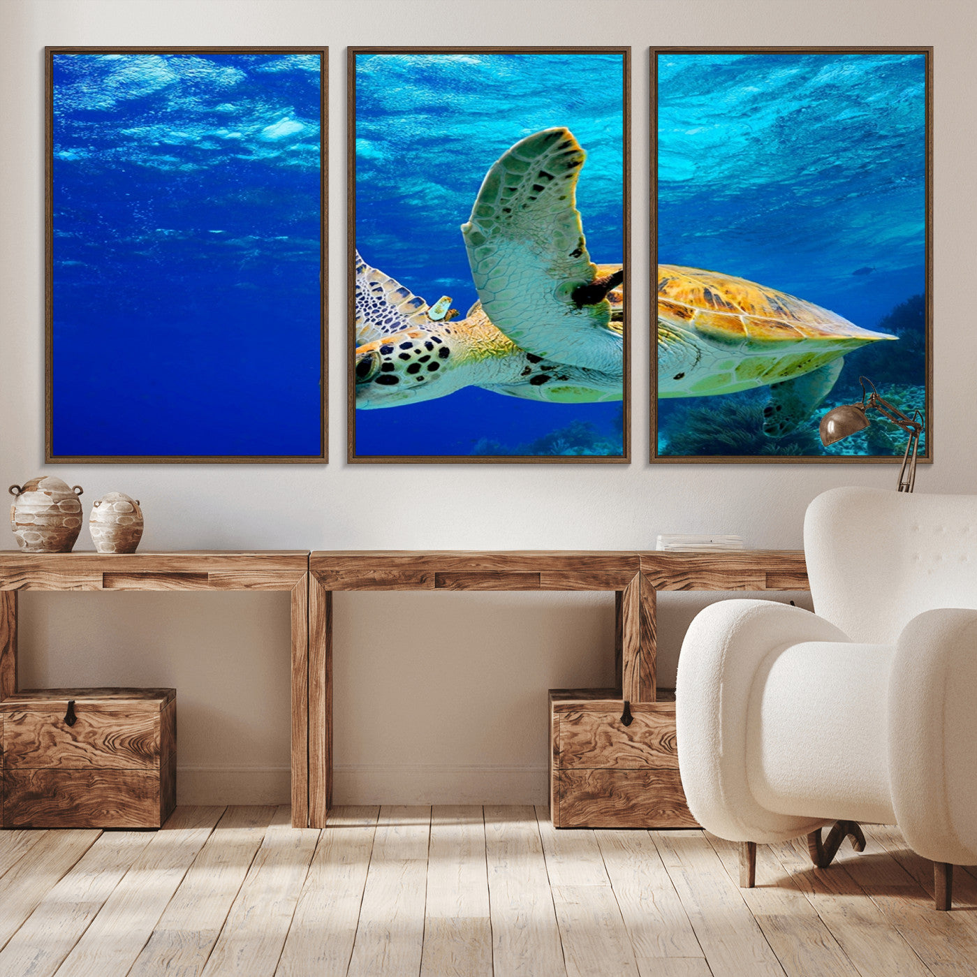 -Sea Turtle Wall Art Canvas Print, Sea life in the Ocean Wall Art Printing