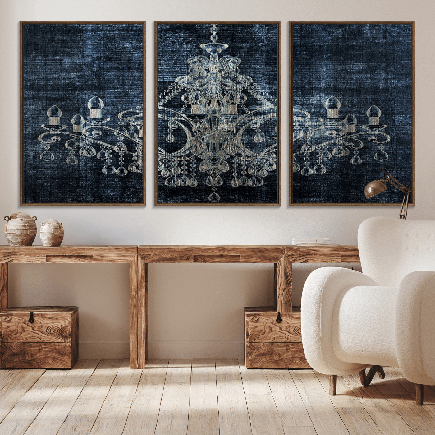 -Dark Chandelier Wall Art Canvas Print