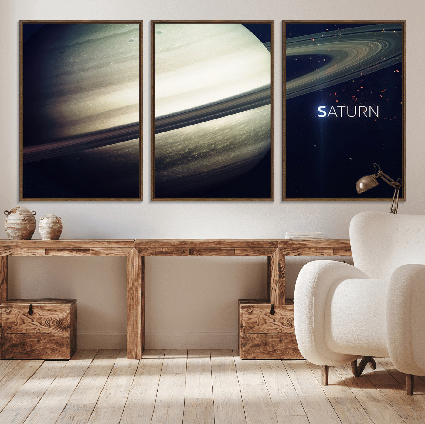 -Framed Saturn Wall Art Canvas Print