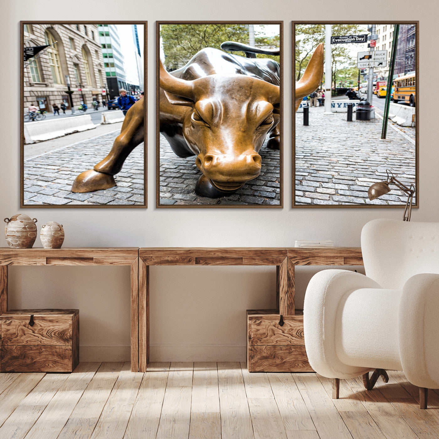 -Charging Bull Wall Art Canvas Print