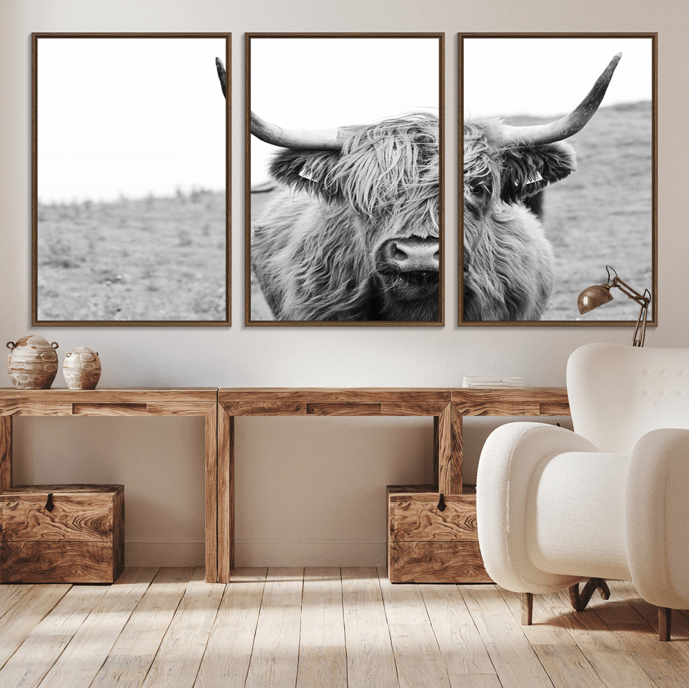 16248-MGV-CV-36X24-Newfoundland Cow Art Wall Art, Black White Cow Art Wall Art Canvas Print