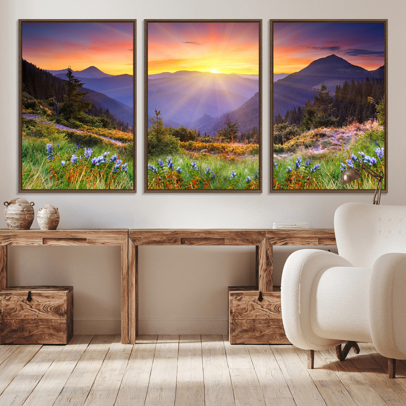 -Mountain and Spring Wall Art Canvas Print