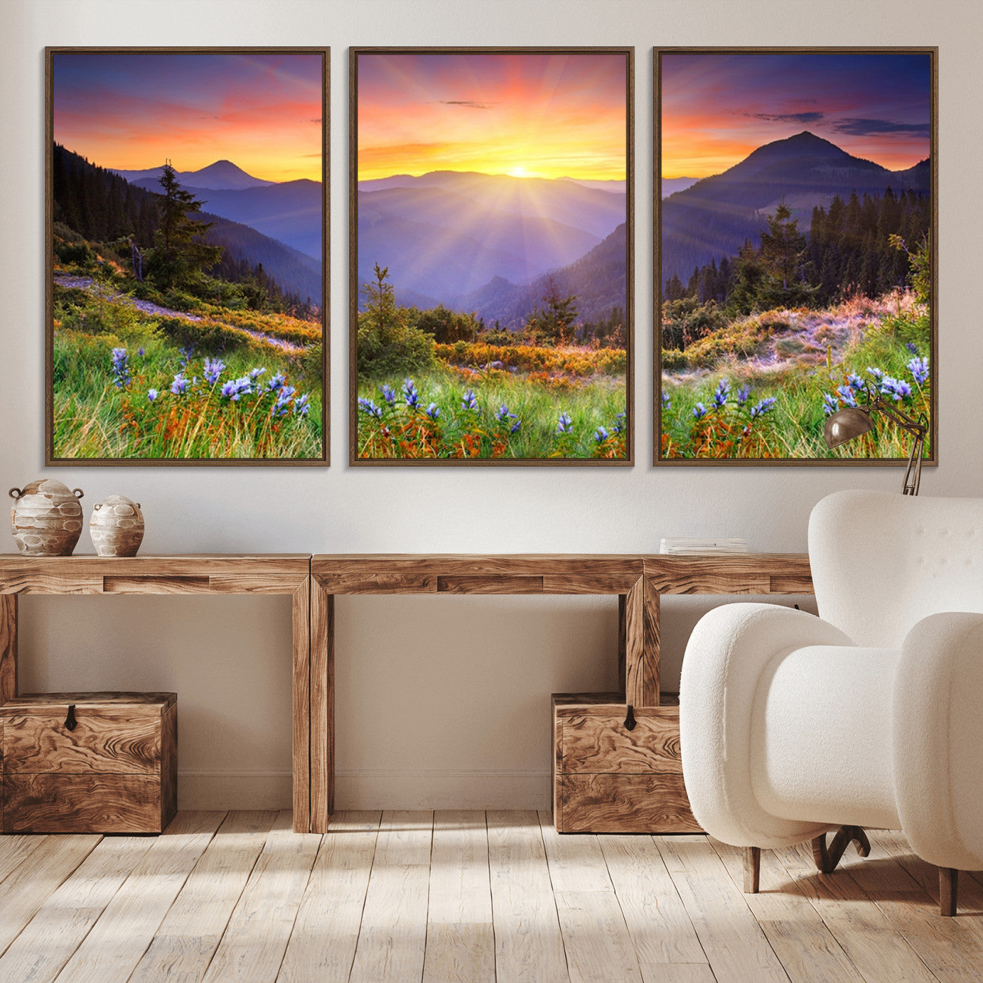 -Mountain and Spring Wall Art Canvas Print