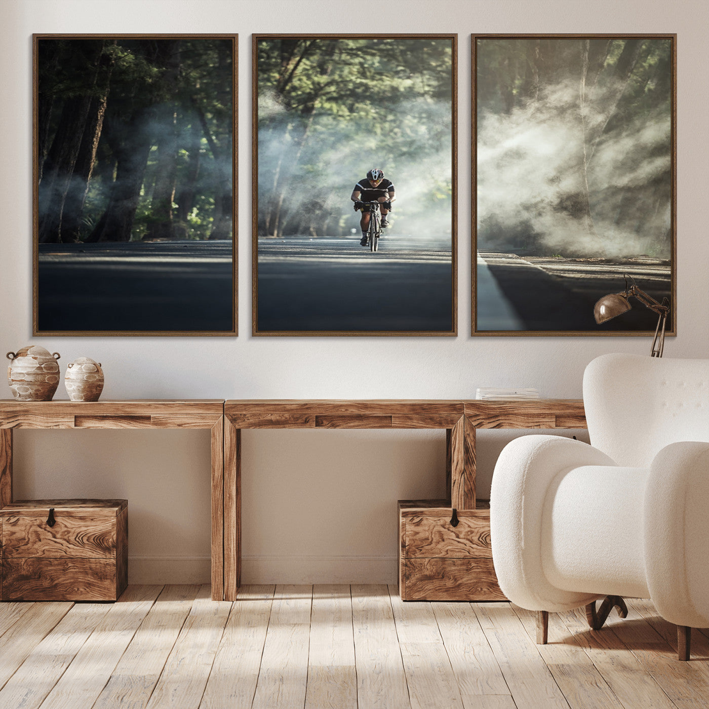 60298-MGV-CV-36X24-Cycling Road Bike in the Morning, Cycling Road Bike Canvas Print