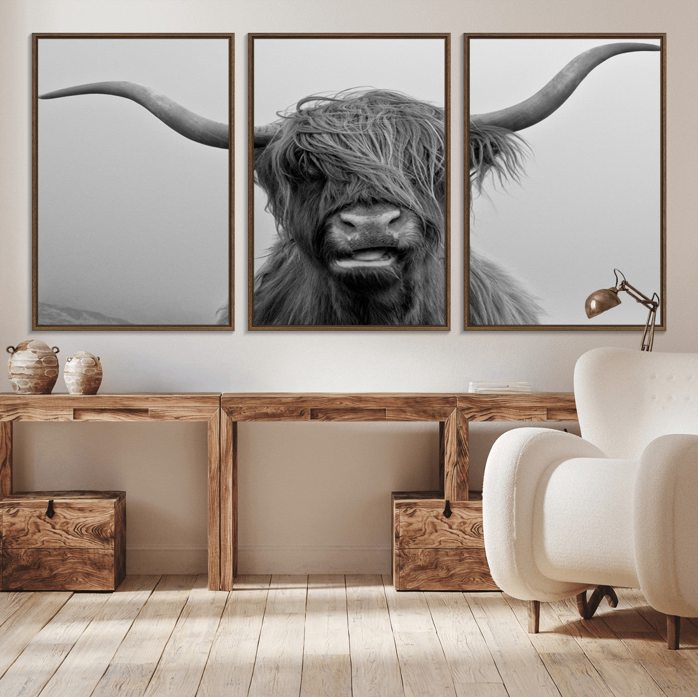 50834-MGV-CV-36X24-Texas Cow Wall Art Canvas, Texas Longhorn Cattle Canvas Print