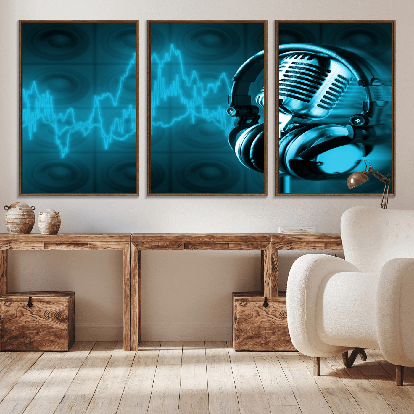 -Music and Microphone Wall Art Canvas Print