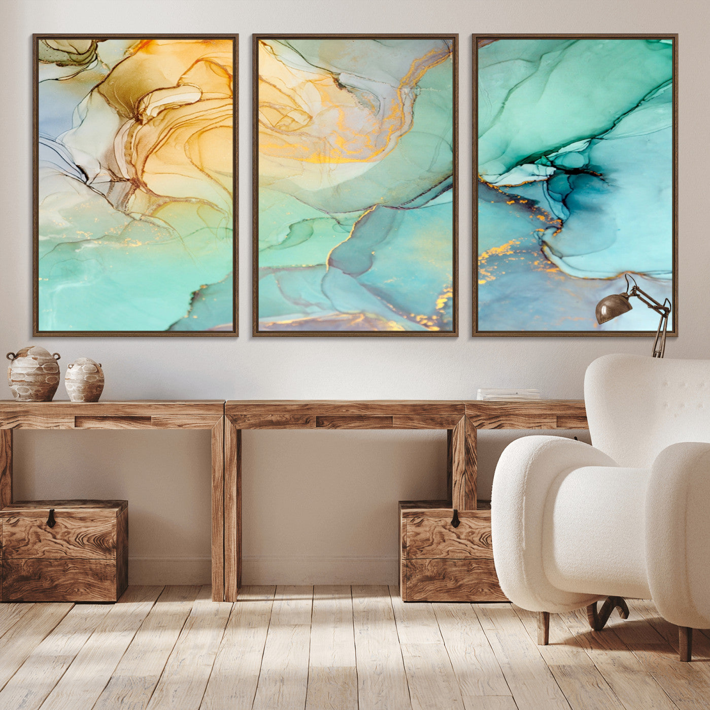 47242-MGV-CV-36X24-Green Marble Fluid Effect Wall Art Abstract Canvas Wall Art Print