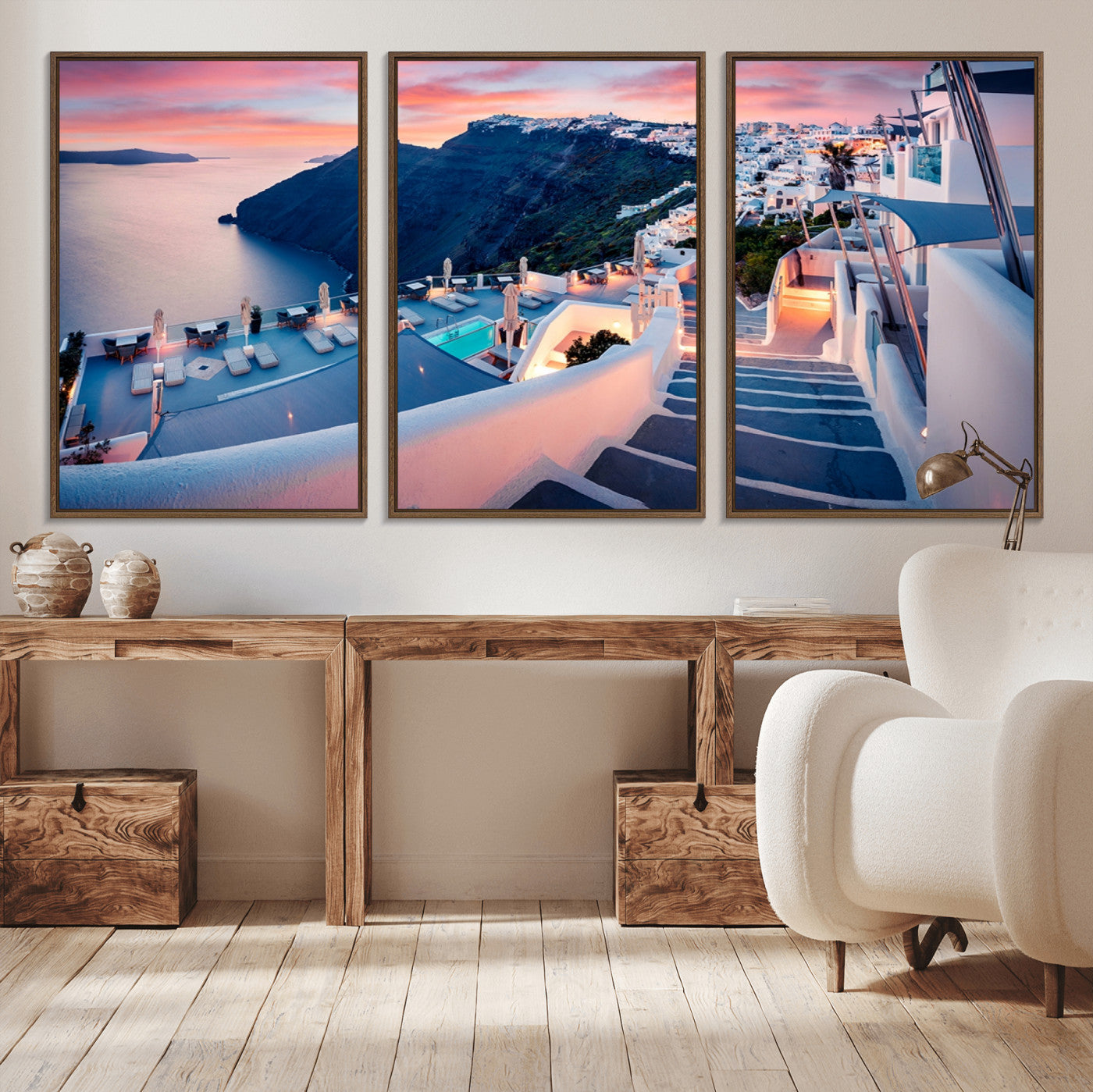 -Santorini Island Wall Art Canvas Print