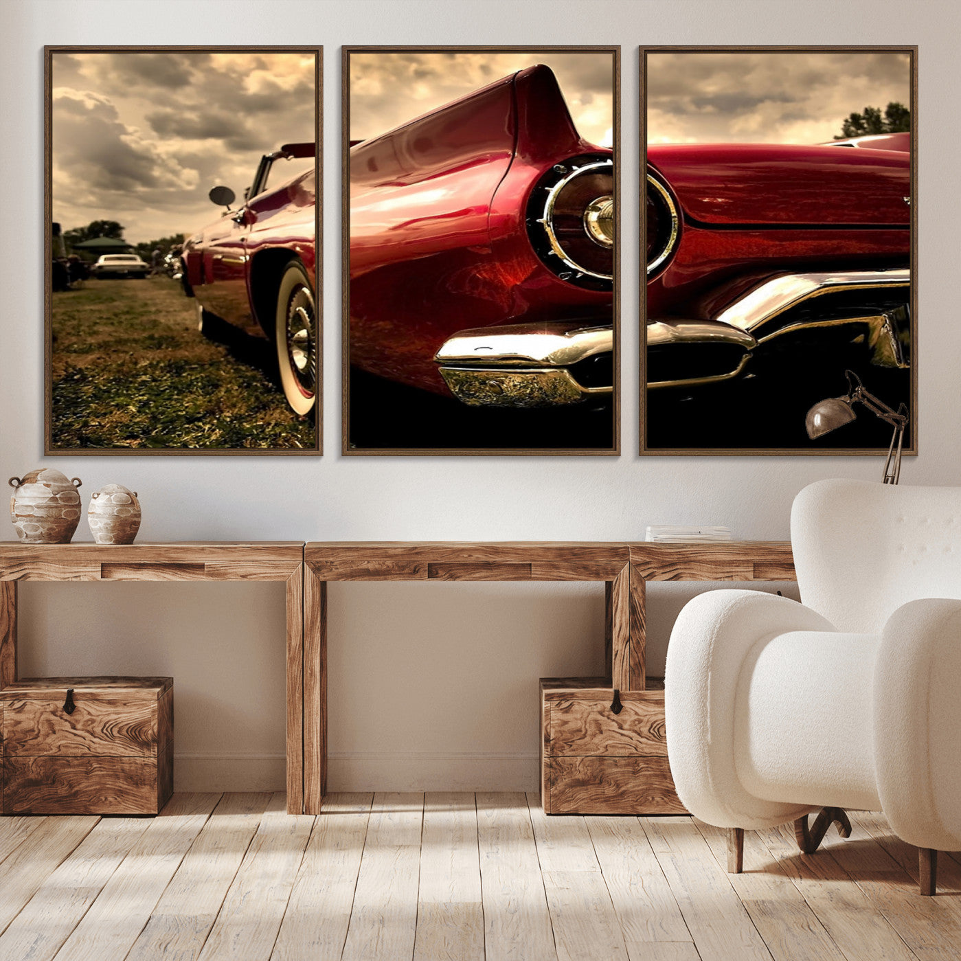-Red Classic Car Wall Art Canvas Print