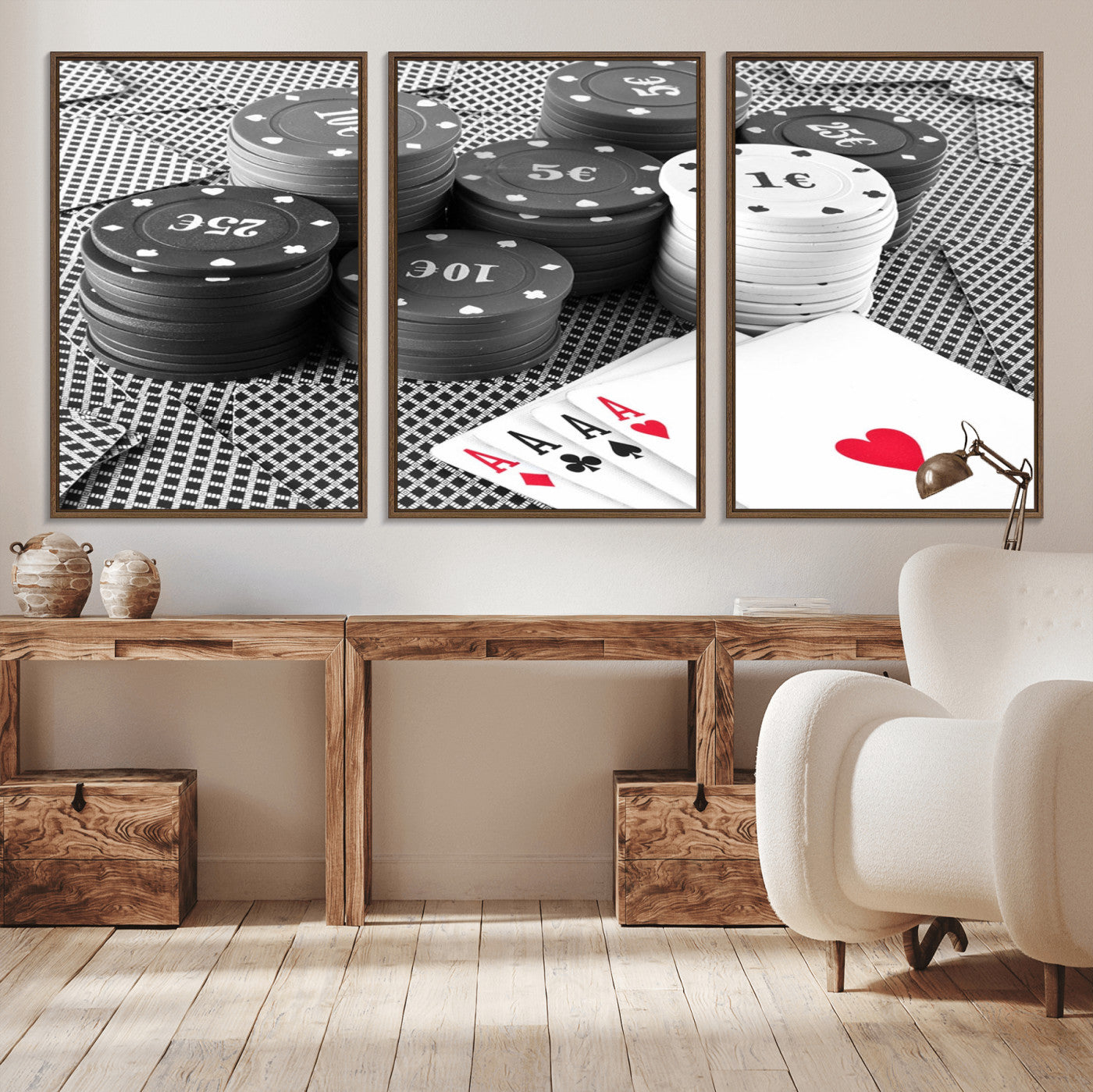 47531-MGV-CV-36X24-Poker Game Cards Wall Art Canvas, Multi Panel Wall Art Canvas Print