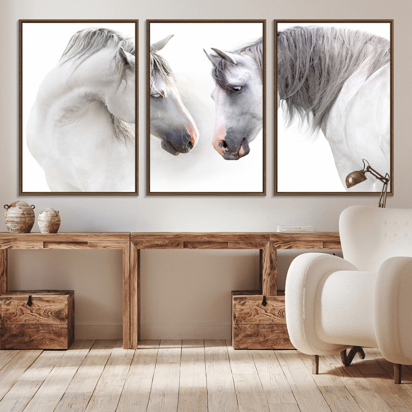 -White Horse Wall Art Animal Canvas Print
