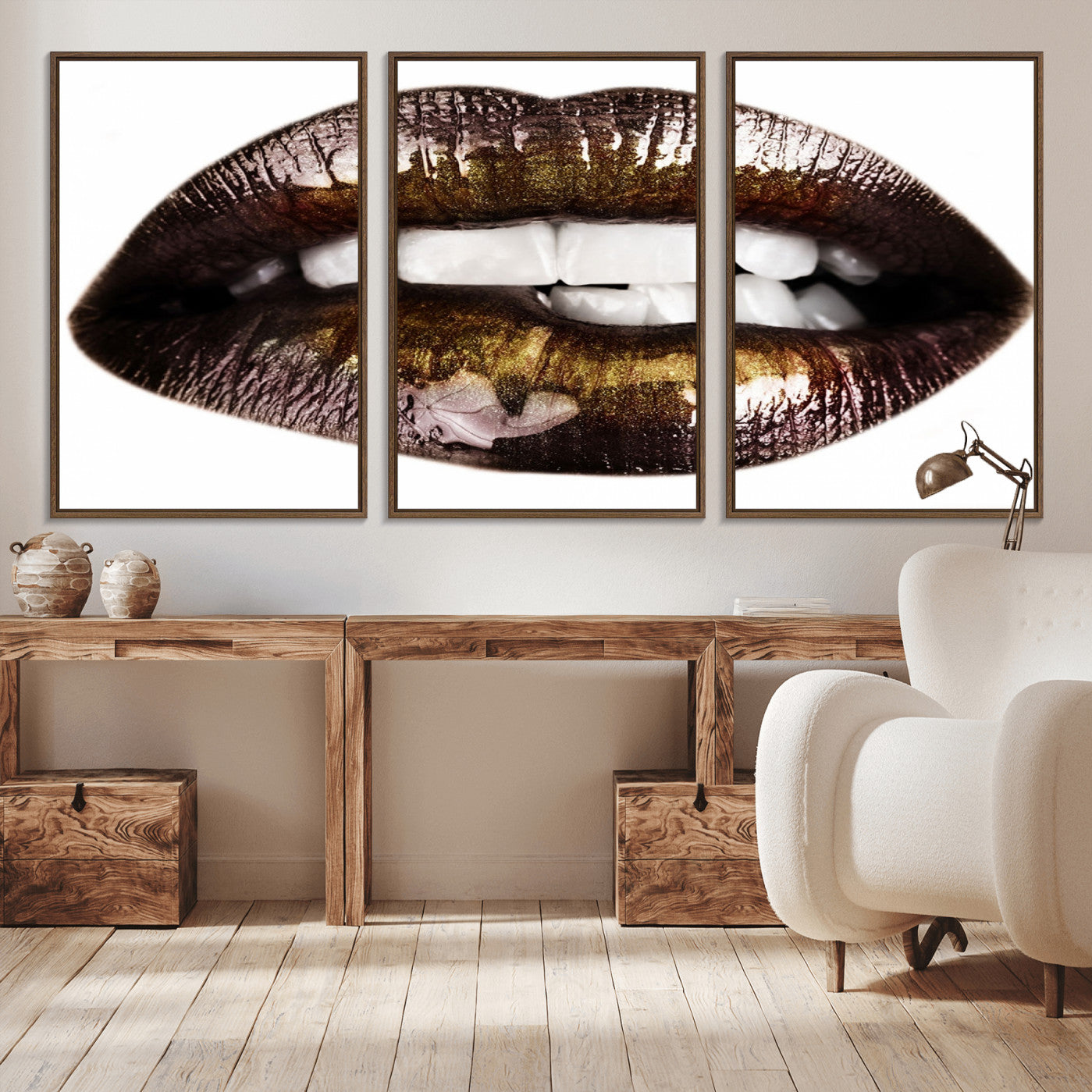 -Close Up Lips Wall Art Canvas Print