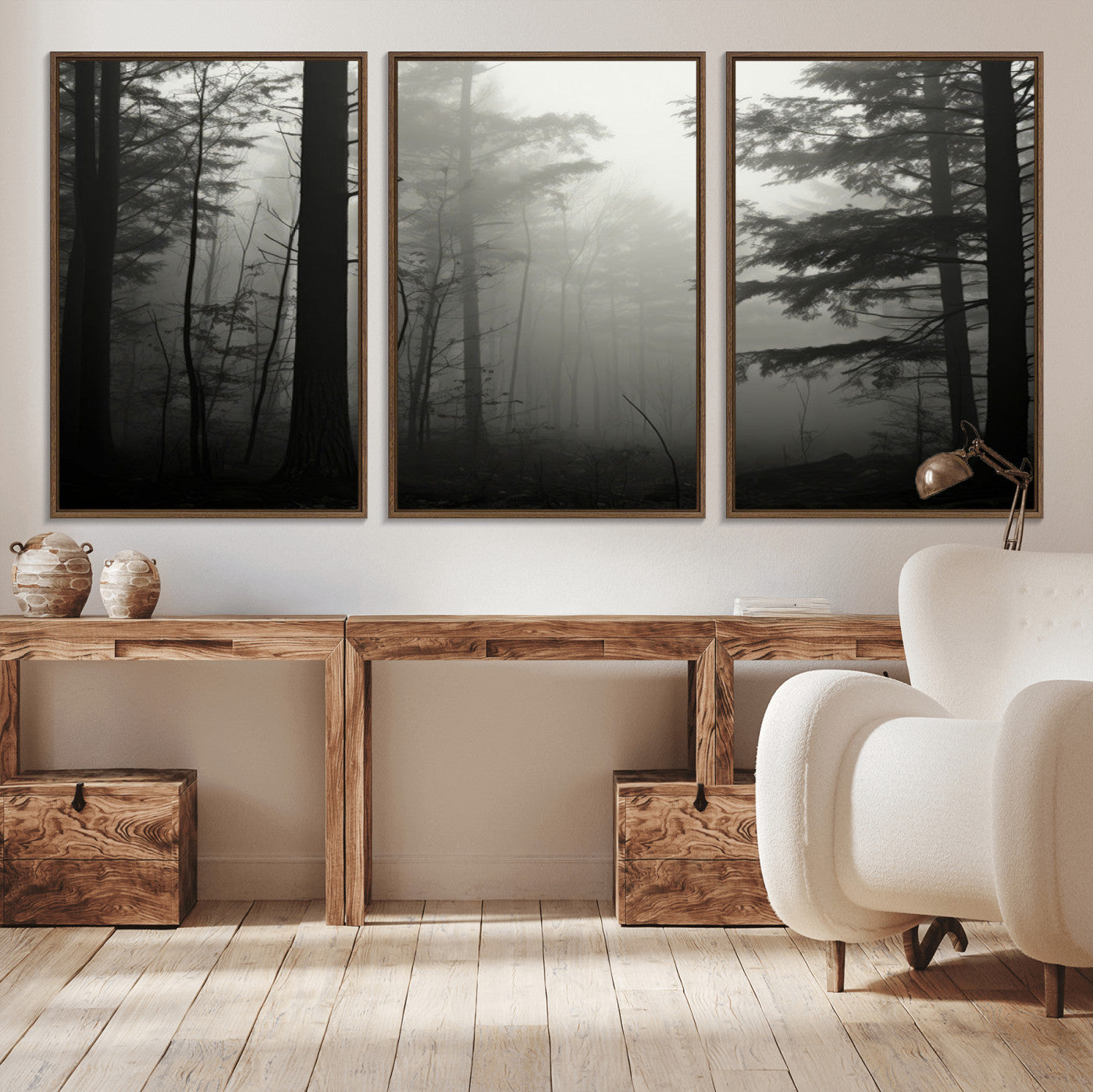 -Misty Forest Wall Art Premium Canvas Print a Foggy and Serene Atmosphere - Nature Wall Art