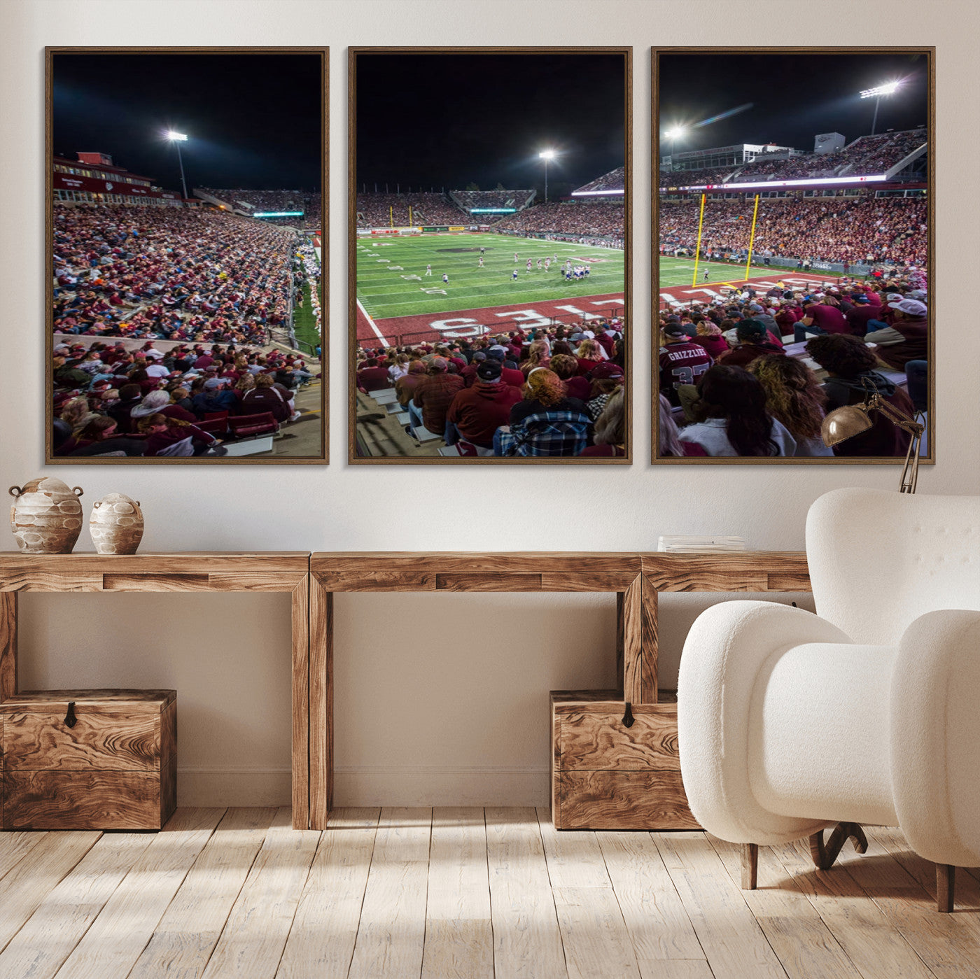 56191-MGV-CV-36X24-American Football Wall Art Canvas Print Framed Stadium Sport Wall Art Print Iconic Game Day Decor for Home, Office