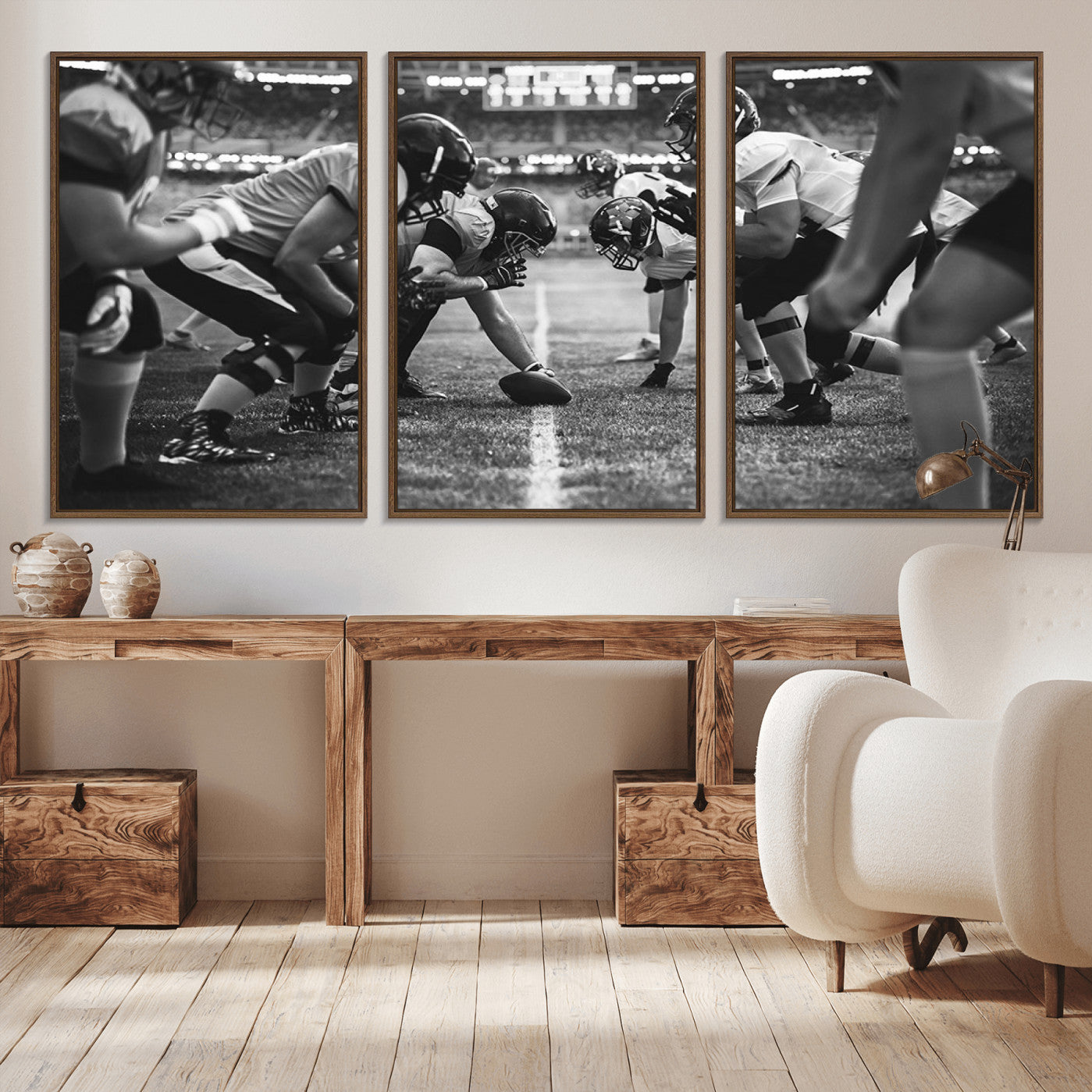 -American Football Wall Art Canvas Print Framed Stadium Sport Wall Art Iconic Game Day Decor for Home, Office