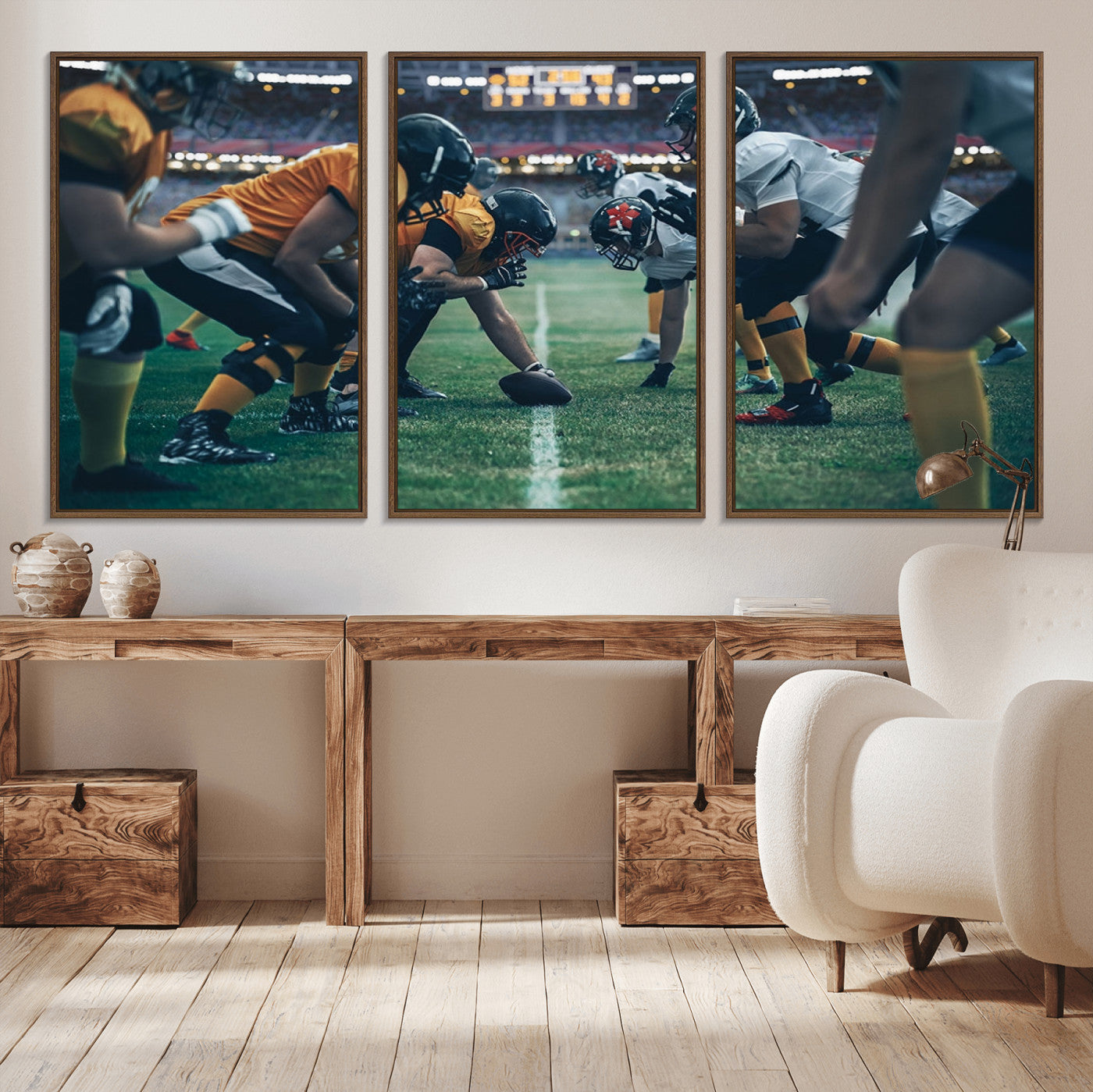 -American Football Playing Wall Art Canvas Print